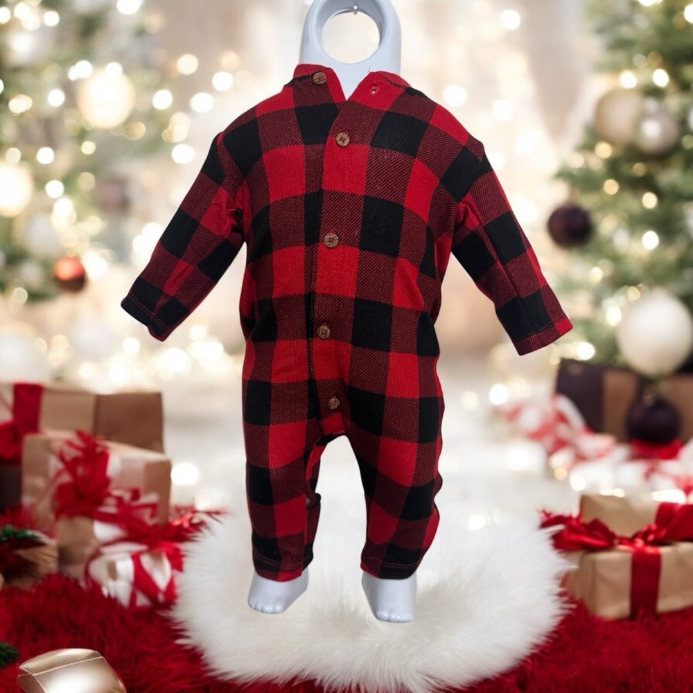 Red and Black Plaid Kids One Piece